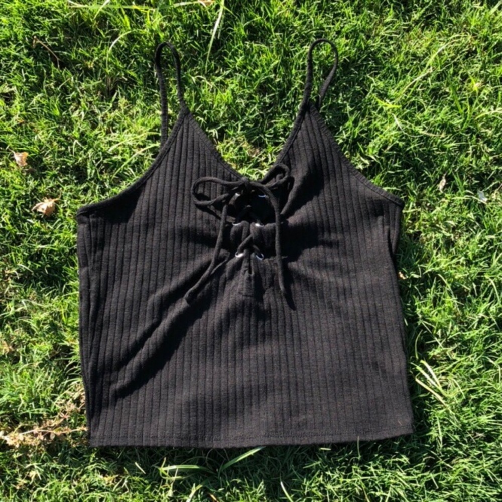 mini black cross cross tie tank